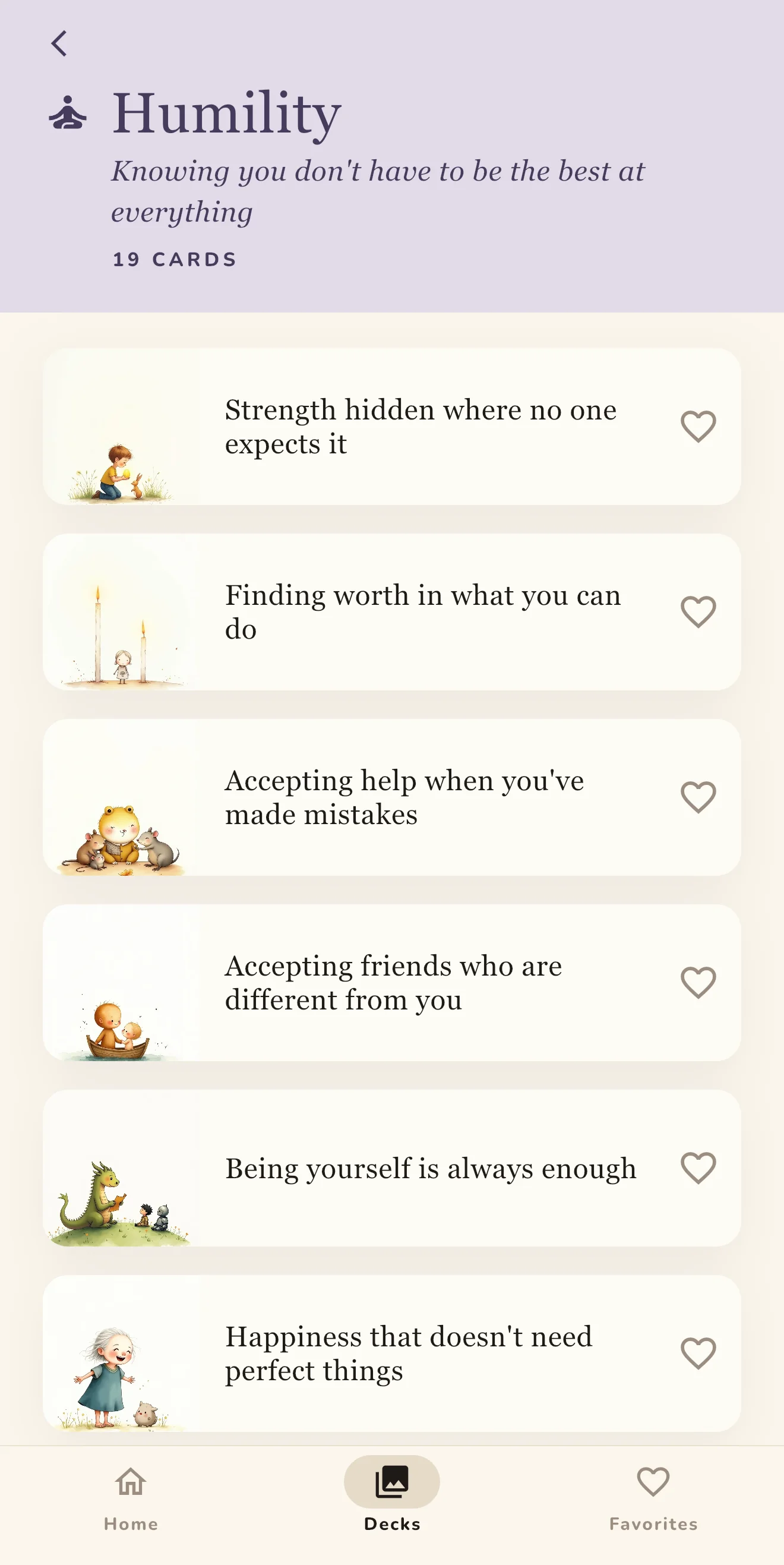 Humility deck at a glance