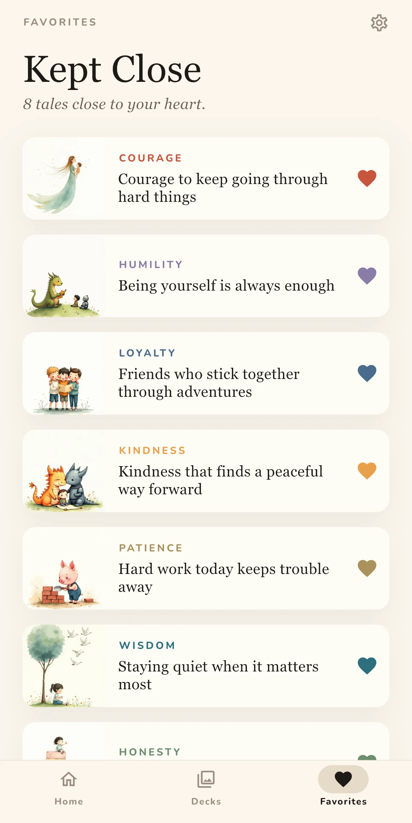 Kindness deck at a glance